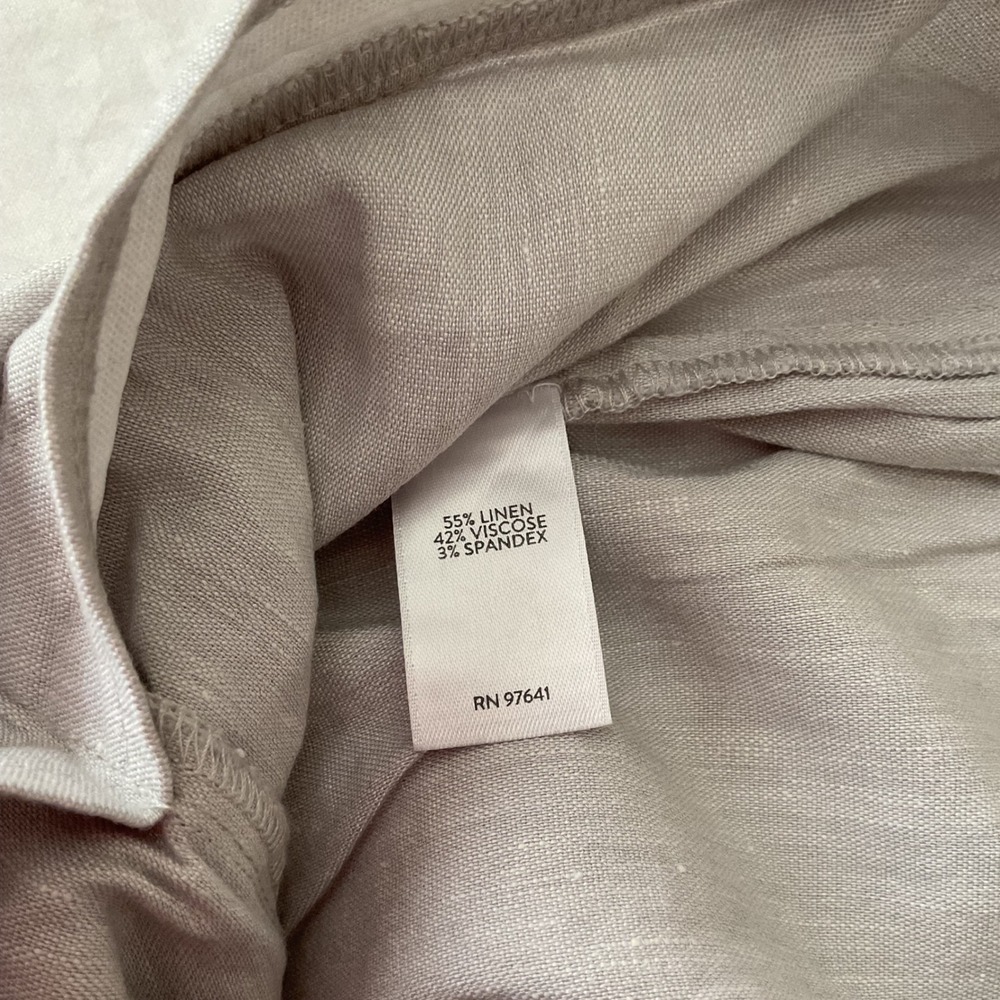 J. Jill Linen Stretch Gray Cropped Capri Pants Womens Medium Tapered Button Hem - Picture 13 of 13